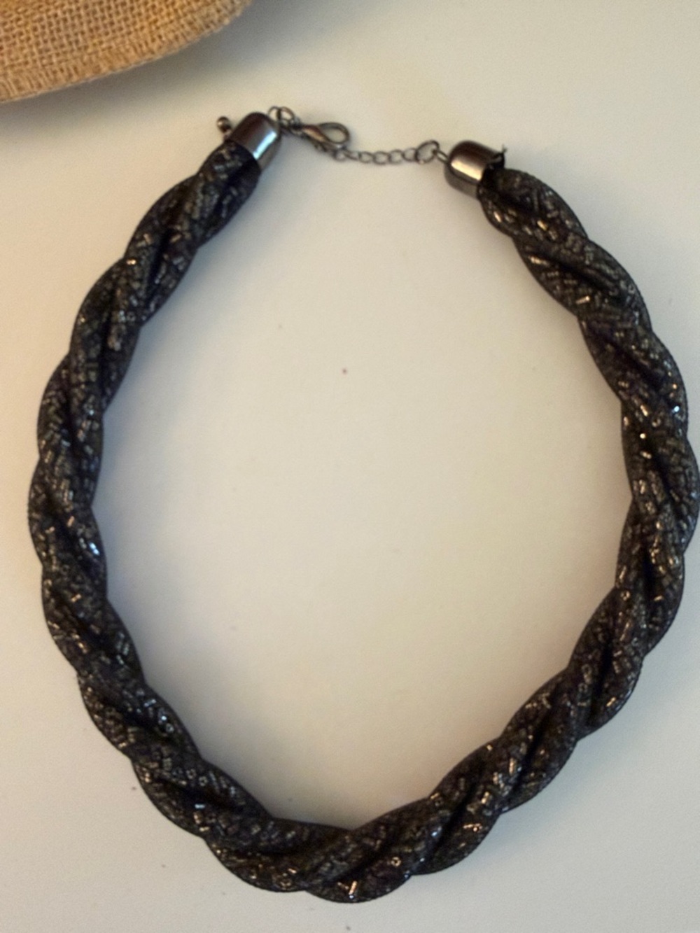 Vintage 1960s  Black Rope multi glitter color Necklace 19 inch Costume Jewelry - Picture 7 of 9